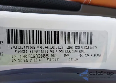 2015 Jeep Grand Cherokee Srt from USA, damaged, VIN 1C4RJFDJ0FC214858